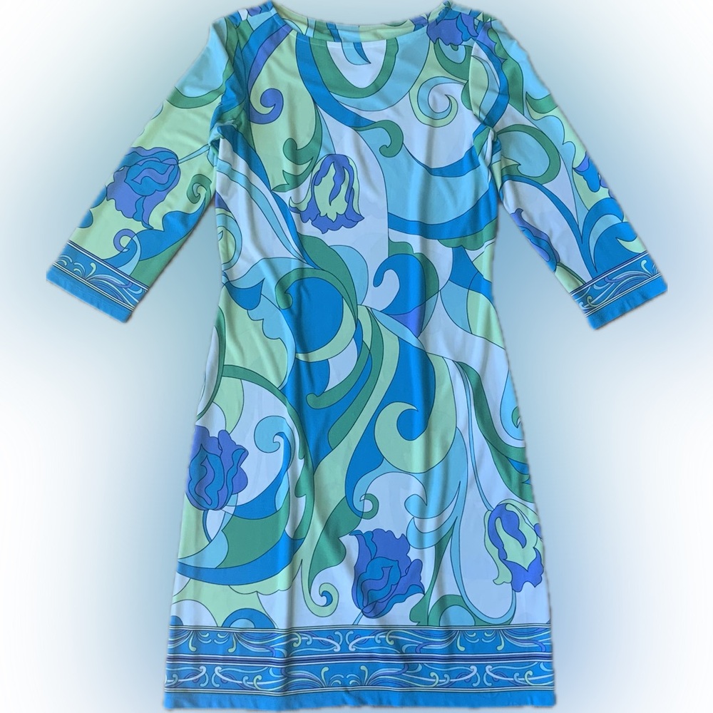 Womens 3/4 Sleeve Crewneck Dress, Size Small